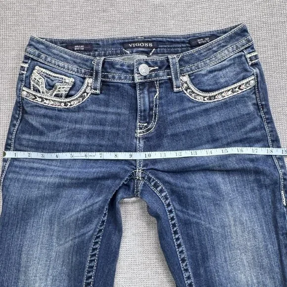 Vigoss Womens Size 3/4 L33 Blue Denim Bootcut Dallas Heritage Jeans Embellished - Picture 13 of 15